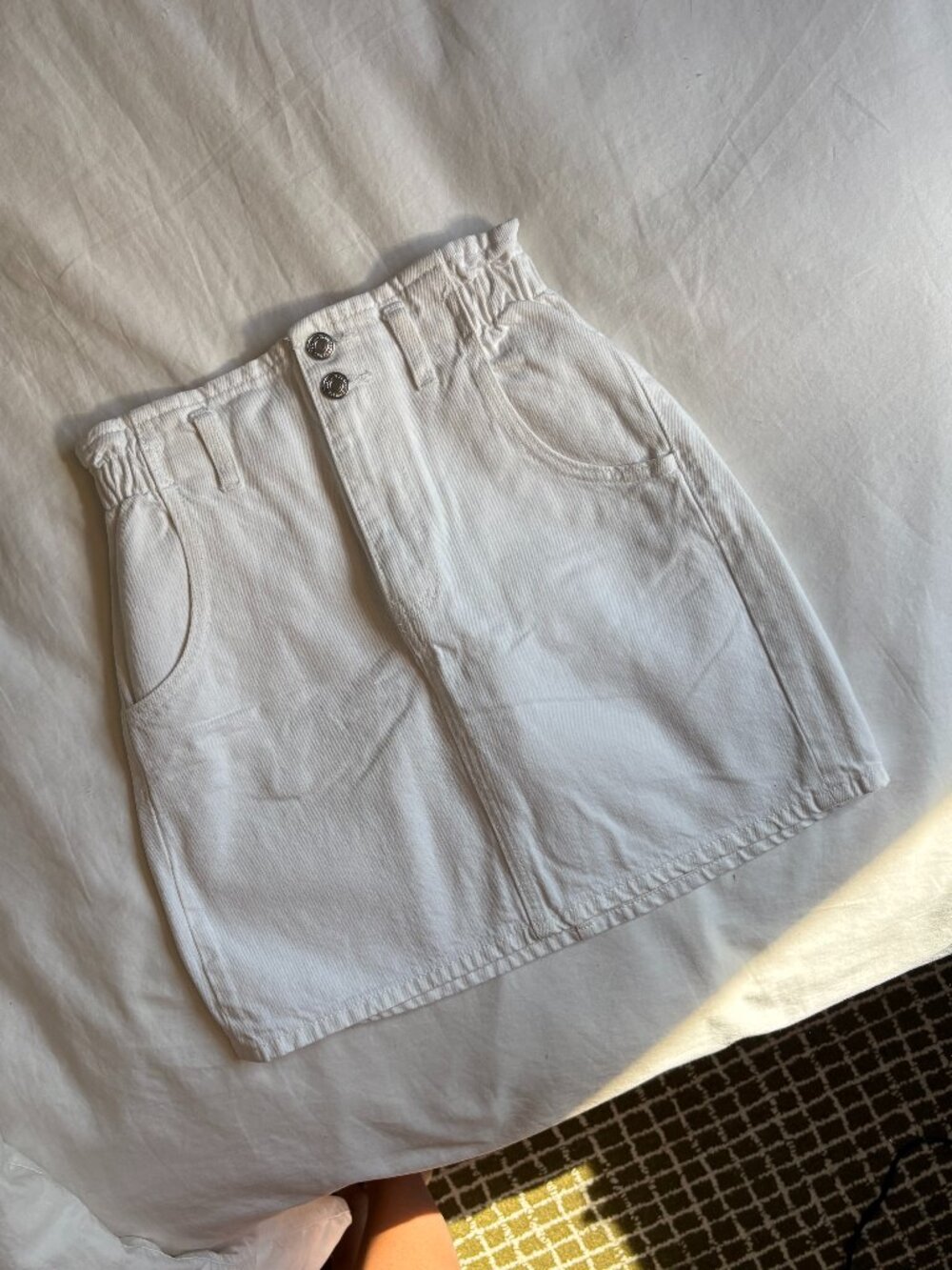 Mango Denim Mini Skirt - White, XS